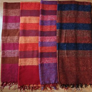 Handwoven Yak Wool Striped Shawl/Blanket