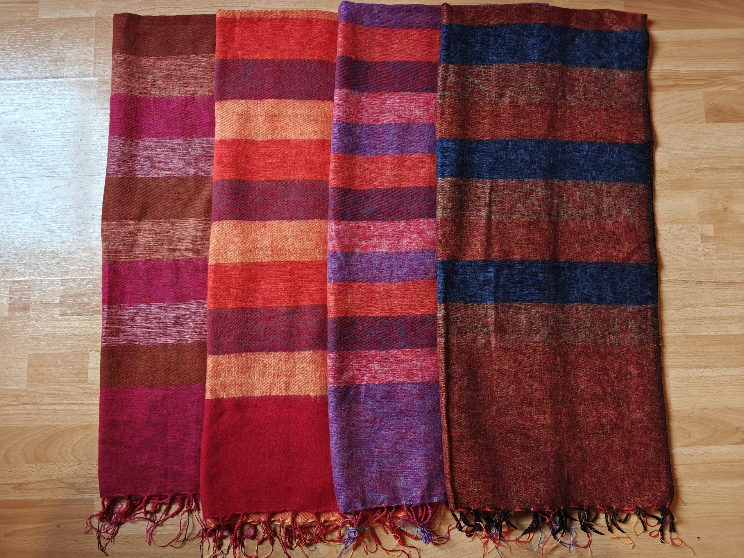 Handwoven Yak Wool Striped Shawl/Blanket