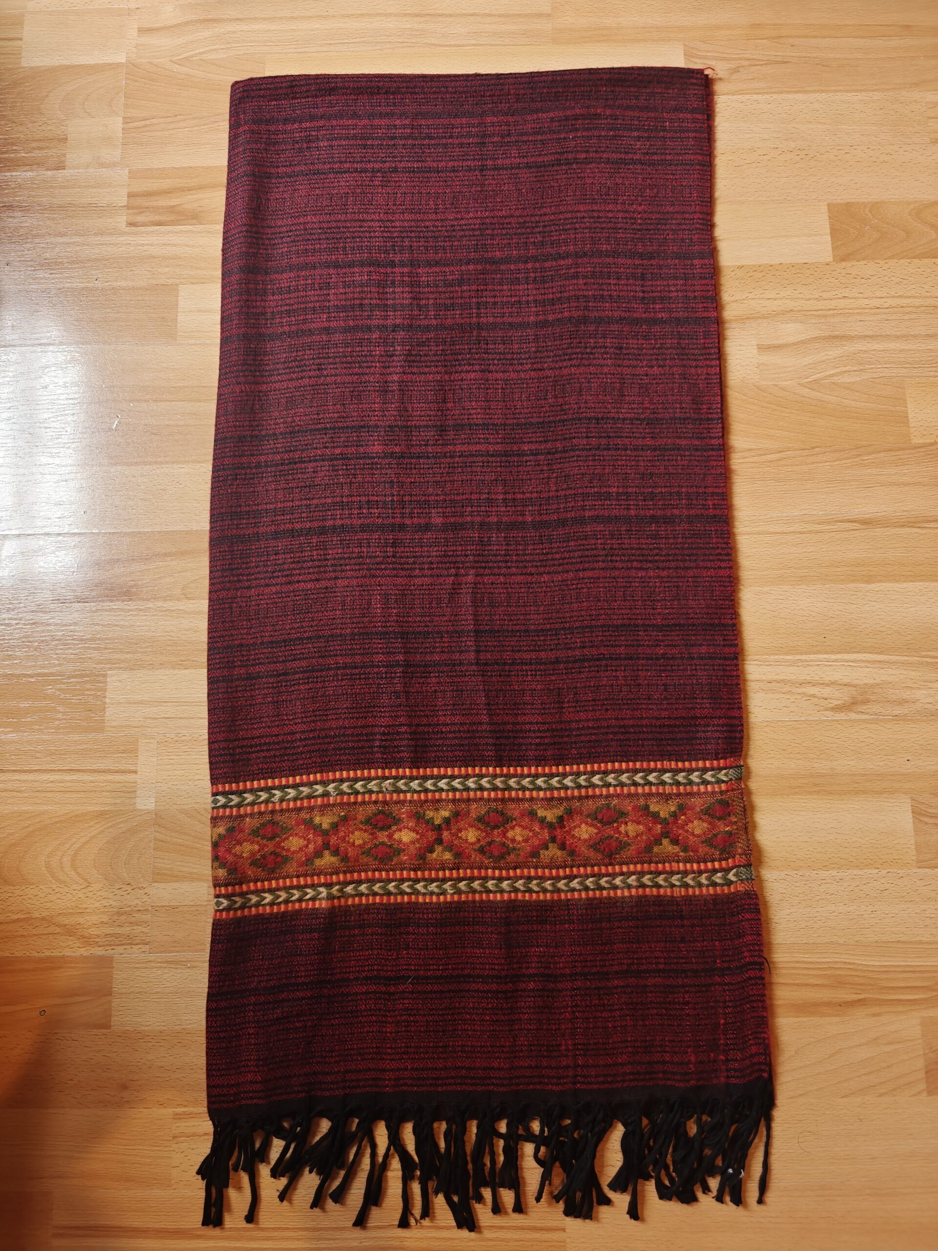 Handwoven Yak Wool Shawl Blanket Intermediate size - with patterns on ends and/or sides - Image 2