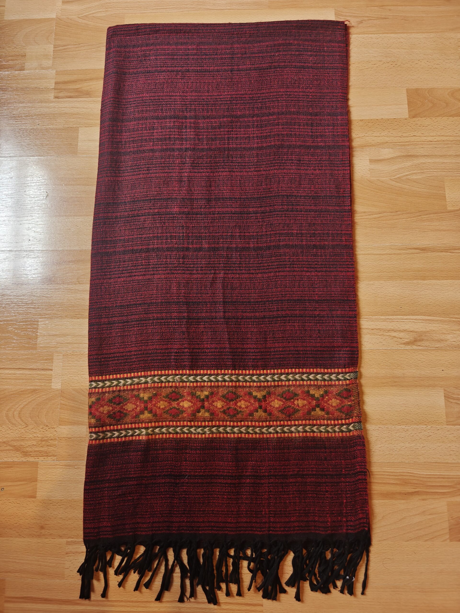 Handwoven Yak Wool Shawl Blanket Intermediate size - with patterns on ends and/or sides - Image 5
