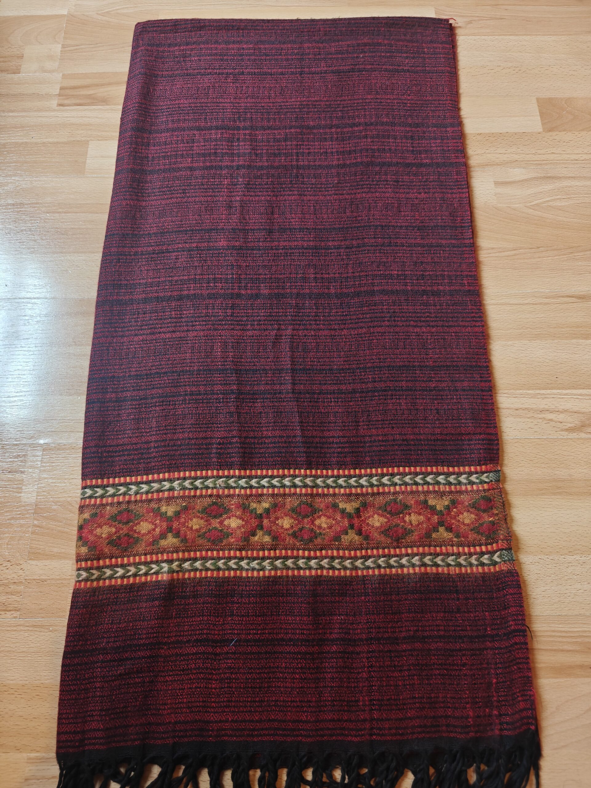 Handwoven Yak Wool Shawl Blanket Intermediate size - with patterns on ends and/or sides - Image 6