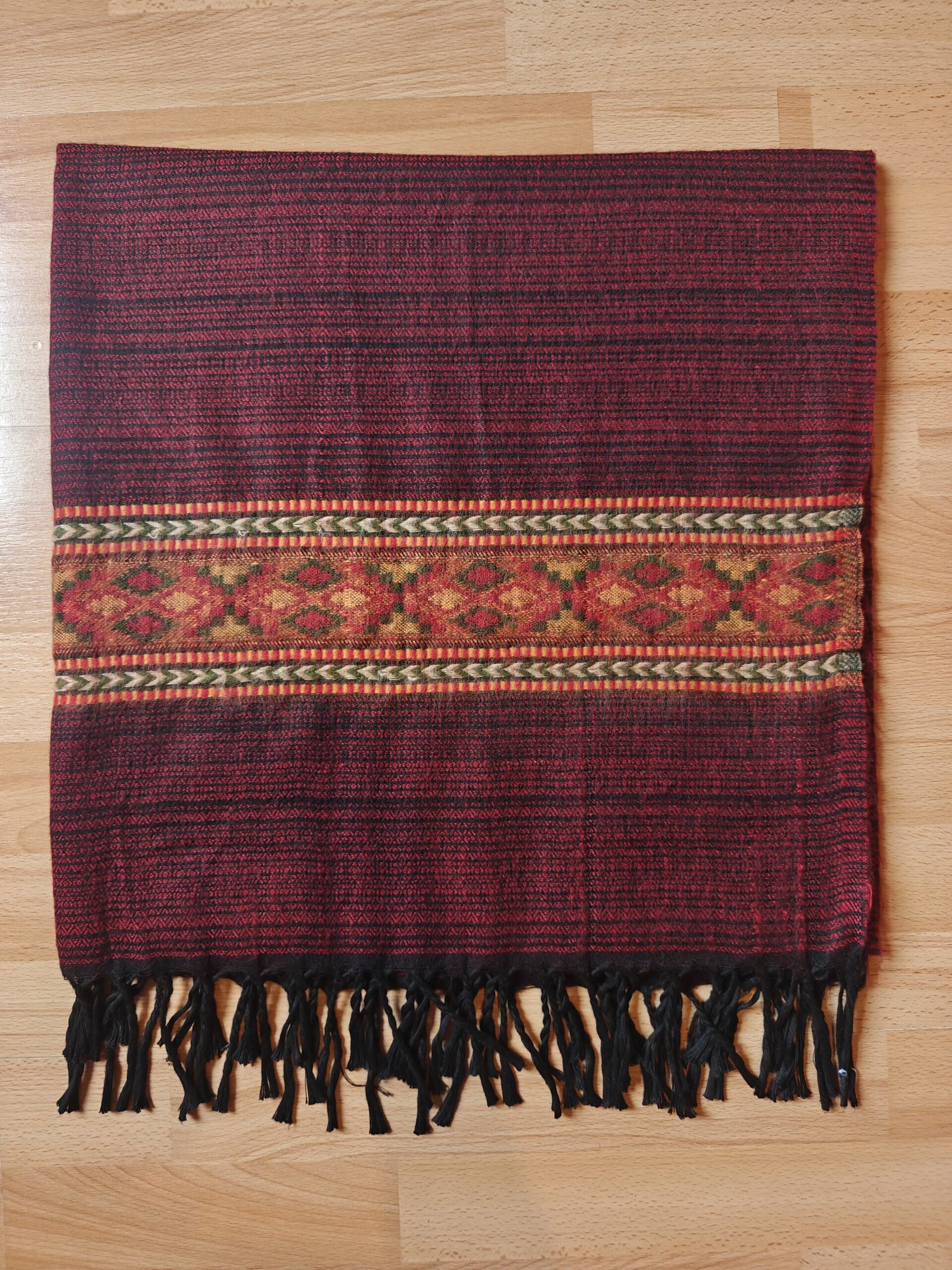 Handwoven Yak Wool Shawl Blanket Intermediate size - with patterns on ends and/or sides - Image 3