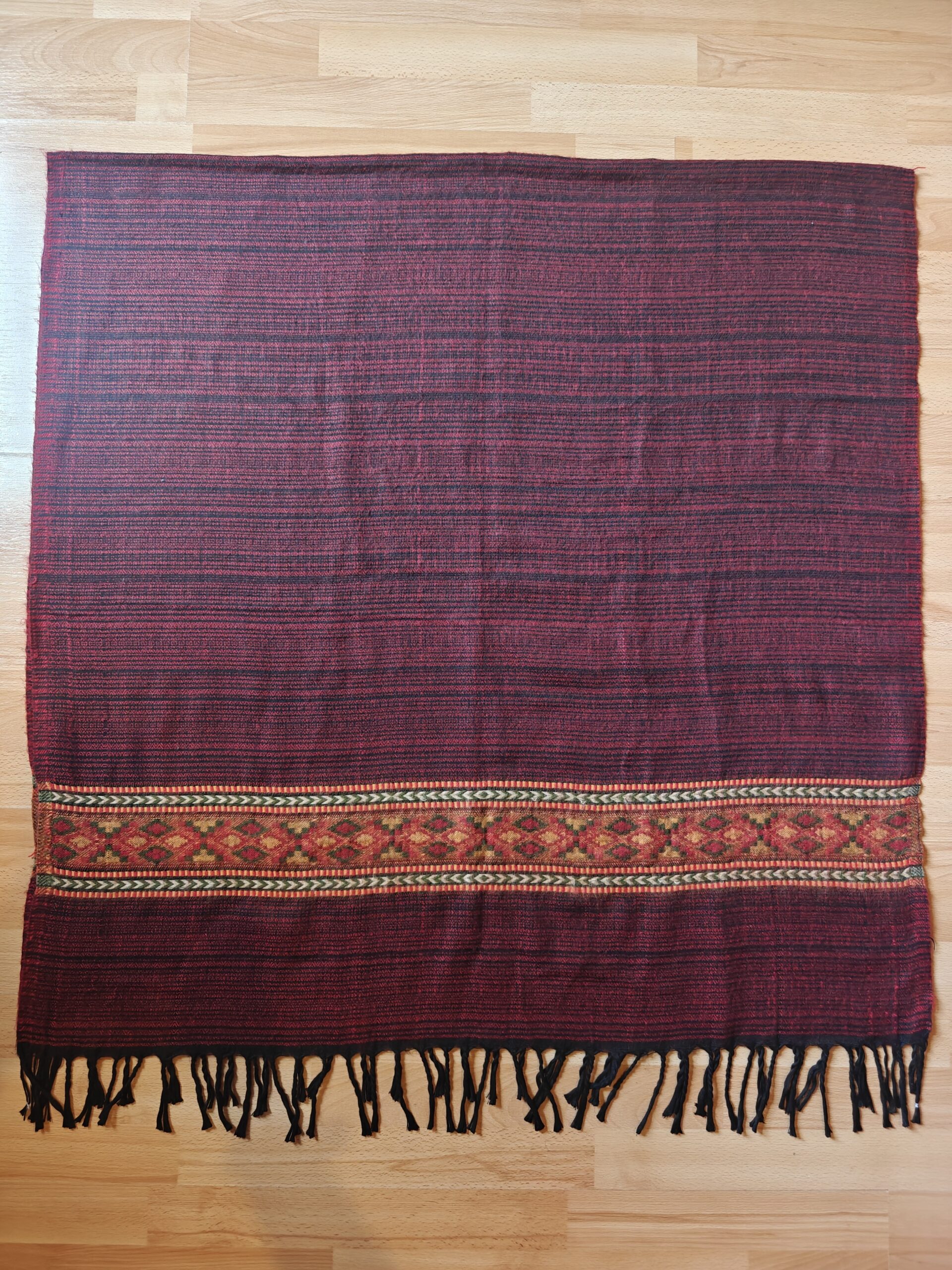 Handwoven Yak Wool Shawl Blanket Intermediate size - with patterns on ends and/or sides - Image 7