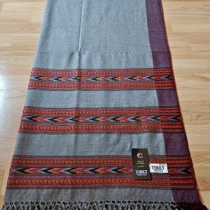 Handwoven 'Loi'-type Yak Wool Shawl Blanket Intermediate size - with patterns on ends and/or sides