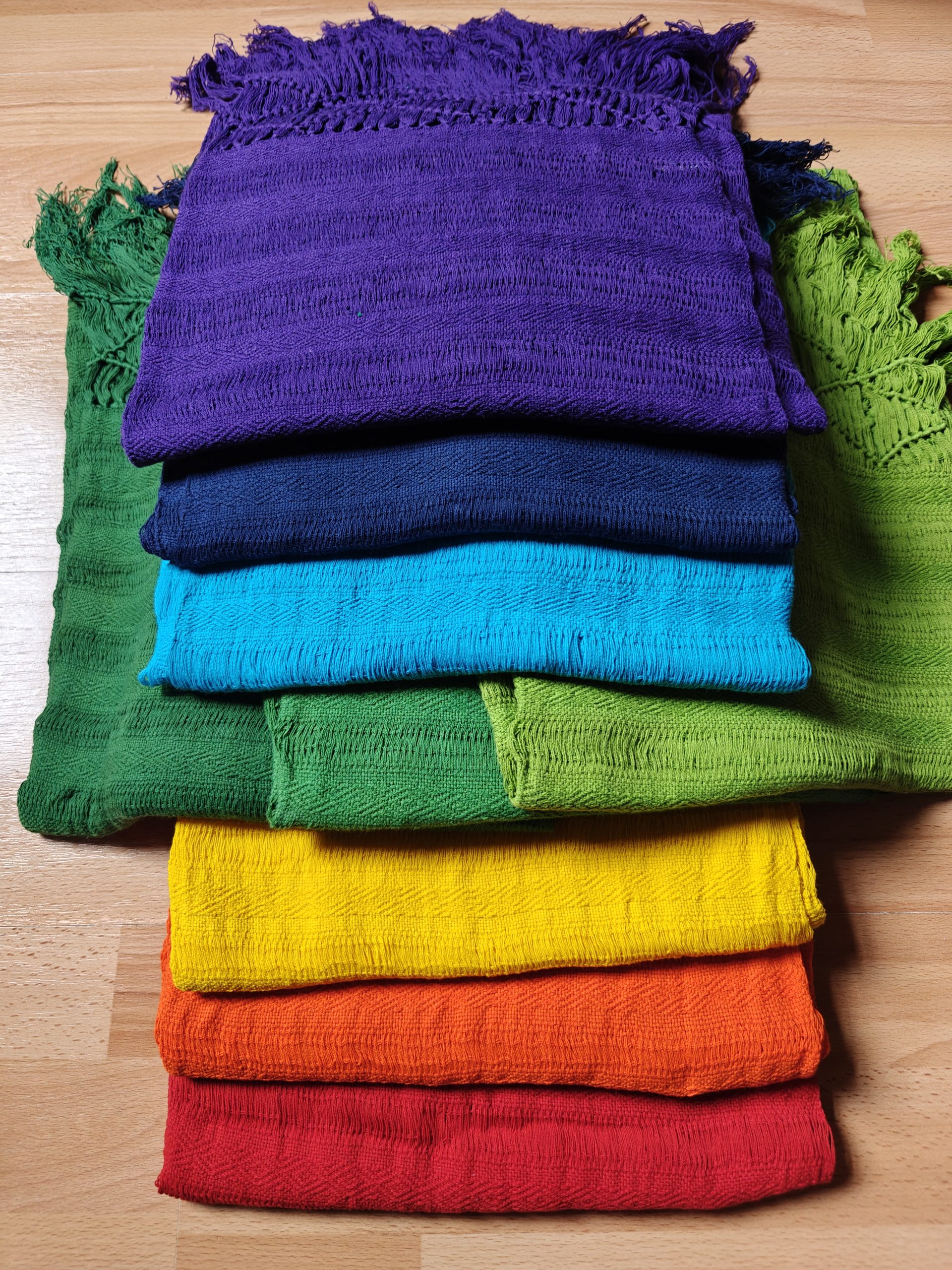Open weave Chakra/Rainbow set 2m (7 rebozos, discounted)