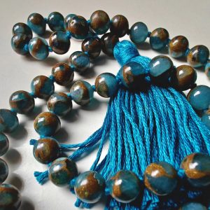 54 bead 8mm Aqua Blue Mosaic Chalcedony Quartz