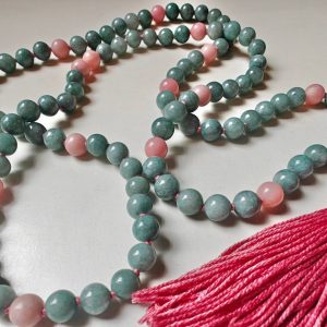108 bead 8mm Burmese Jade & Pink Peruvian/Andean Opal Mala