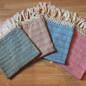 Close Weave Rebozos 2 meter Rhomboid pattern Cream Weft w/ simpler tassels